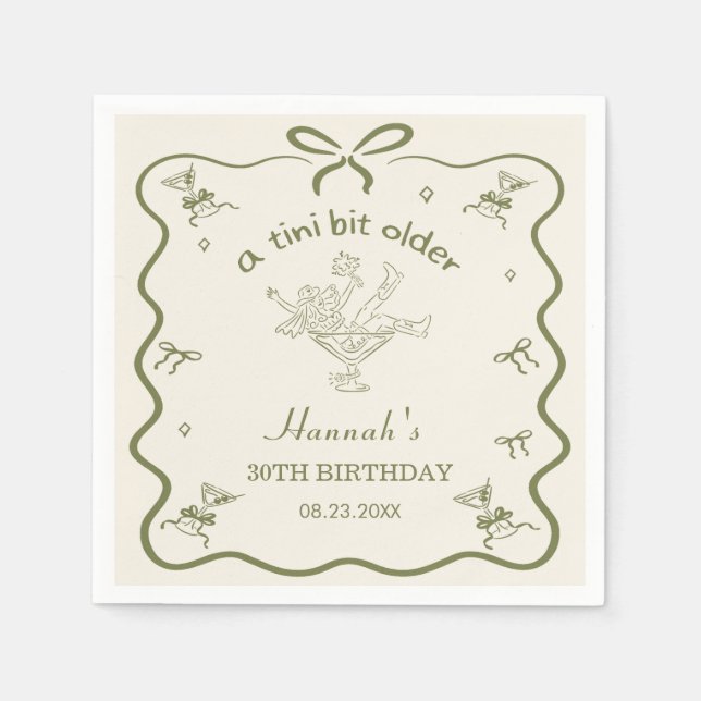 A Tini Bit Older Espresso Martini Bow Birthday  Serviette (Vorderseite)