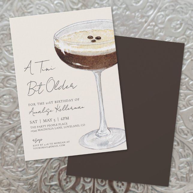 A Tini Bit Older Espresso Martini Geburtstagsparty Einladung (A Tini Bit Older Espresso Martini Birthday Party Invitation)