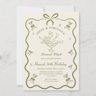 A Tini Bit Older Martini Bow 50 Geburtstag Einladung