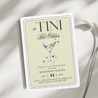 a Tini Bit Older Martini Olive Birthday Einladung