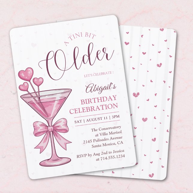 A Tini Bit Older Pink Martini Cocktail Birthday  Einladung (Von Creator hochgeladen)