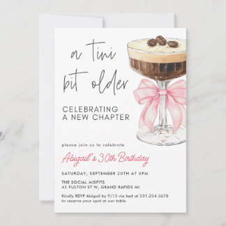 A Tini Bit Olter - Pink Bow Espresso Martini Einladung