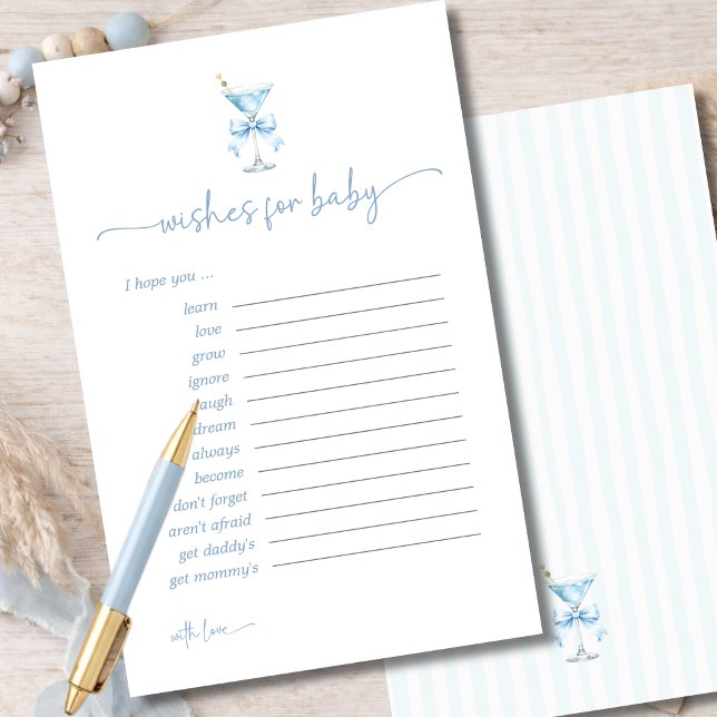 A Tini One Blue Bow Wishes For Baby Advice Card (Von Creator hochgeladen)