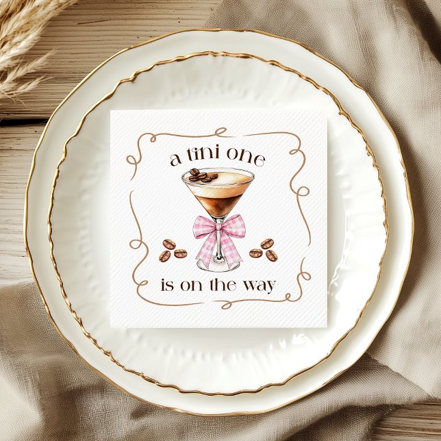 A Tini One Espresso Martini Pink Bow Baby Shower Serviette (A Tini One Espresso Martini Pink Bow Baby Shower Napkins)