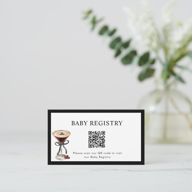 A Tini One is on the Way Baby Shower QR code  Begleitkarte (Stehend Vorderseite)
