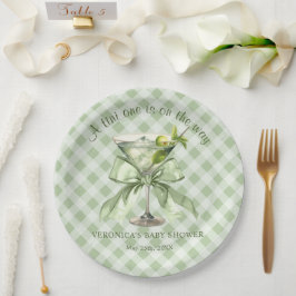 A Tini One is on the way Coquette Baby Shower Pappteller