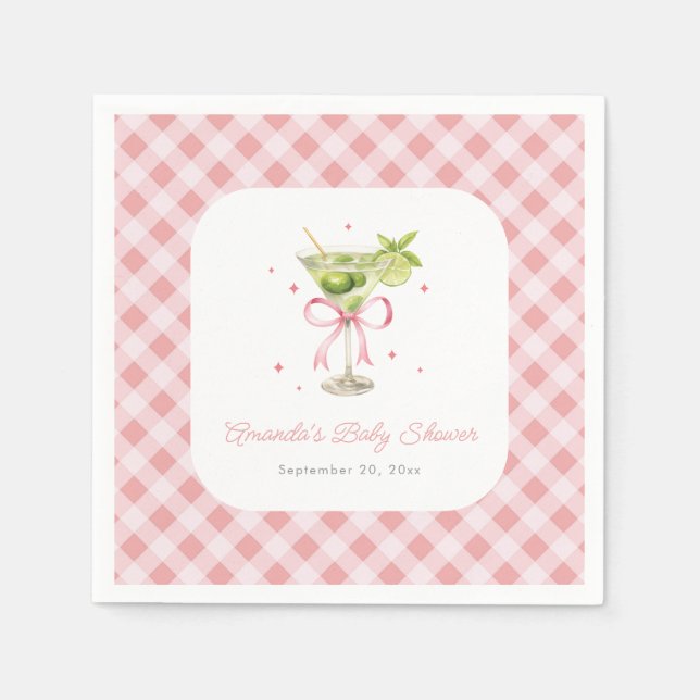 A Tini One ist auf dem Weg Martini Girl Baby Showe Serviette (Vorderseite)