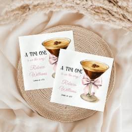 A Tini One Pink Bow Espresso Martini Babydusche Serviette