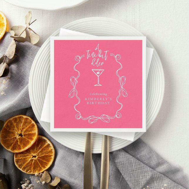 A Tiny Bit Older Pink Hand Drawn Birthday Party  Serviette (Von Creator hochgeladen)