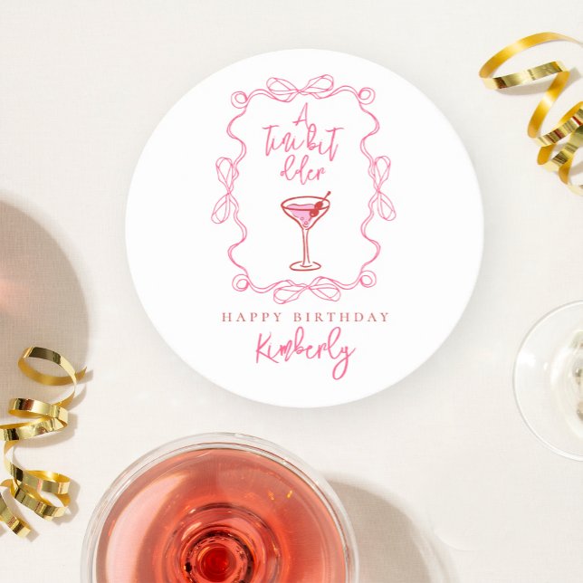 A Tiny Bit Older Scribbles Martini Birthday Party Runder Pappuntersetzer (Von Creator hochgeladen)
