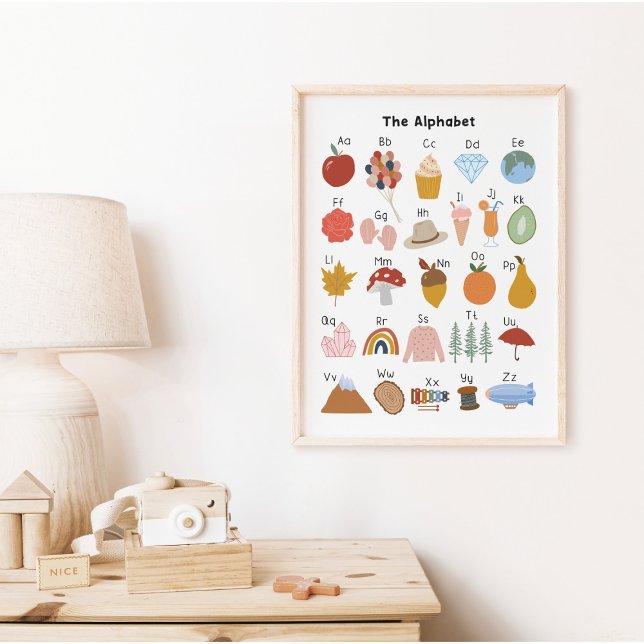 A to Z Alphabet Kinder Kinderzimmer Bildung Poster (In-Context, Kids room)