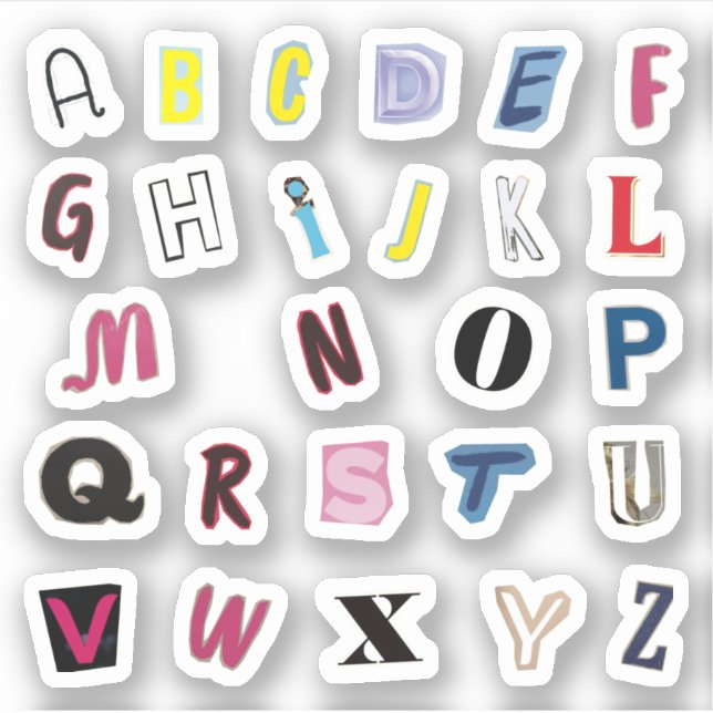 A to Z Alphabets Cutout Sticker Pack (Vorderseite)