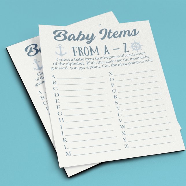 A to Z Baby Items Nautical Baby Shower Game Flyer (Von Creator hochgeladen)