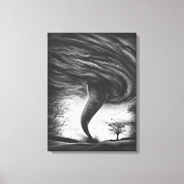 a tornado on a road in realistic style leinwanddruck (Vorderseite)