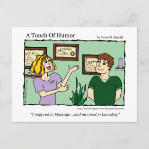 "A Touch Spaß" Massage / Wäscherei Comic Tasse Postkarte
