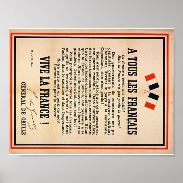 A Tous les Français Poster (Vorne)