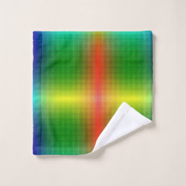 A towel set and washcloth display vibrant rainbow 