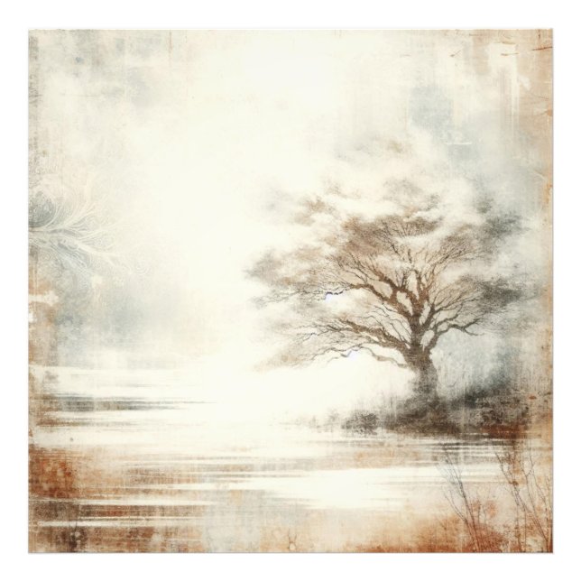 A Tree In The Mist Old Photo Graphic Design Fotodruck (Vorne)