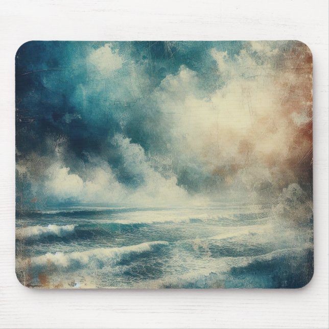 A Turbulent Ocean Scene Old Photograph Mousepad (Vorne)