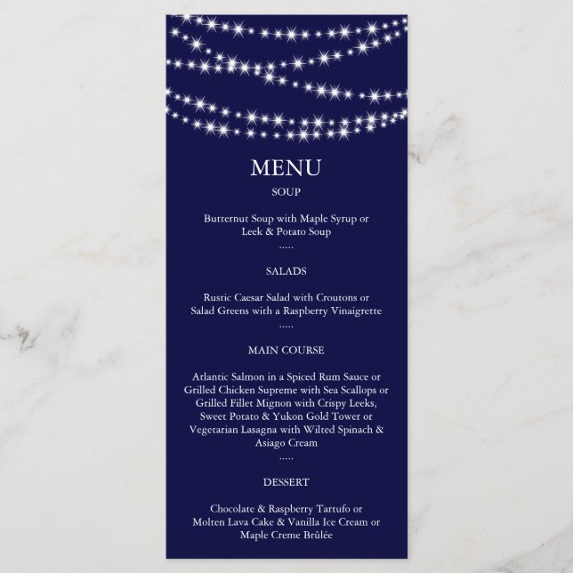 A Twinkle Lights Menu (Marine) Menükarte (Vorderseite)