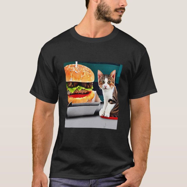 A Two Paw Feast Adorable Kitten Cat Kitty Burger D T-Shirt (Vorderseite)