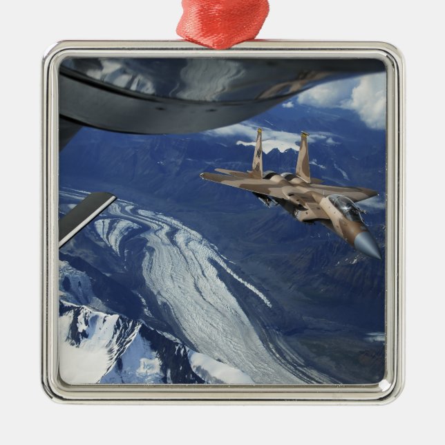 A US Air Force F-15C Adler positioniert sich selbs Silbernes Ornament (Vorne)