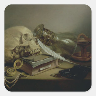 A Vanitas Still Life Quadratischer Aufkleber