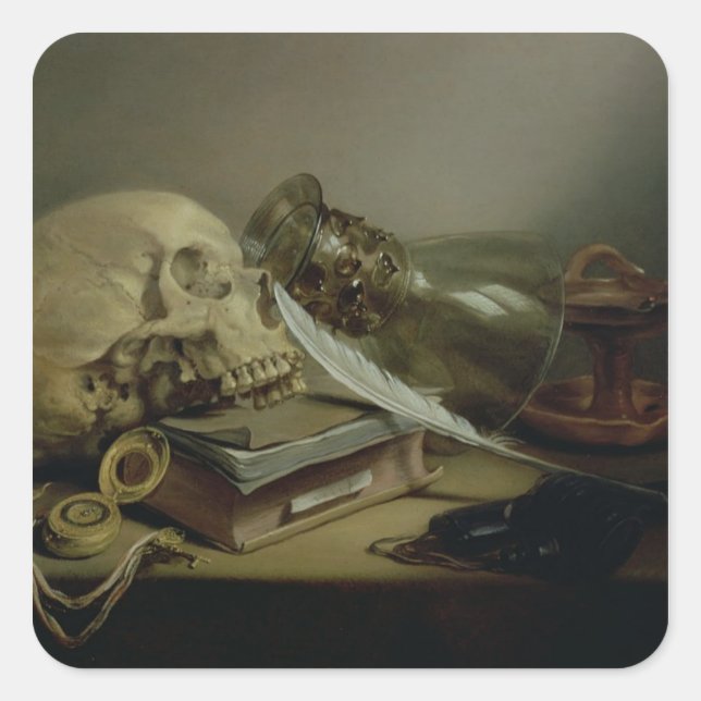 A Vanitas Still Life Quadratischer Aufkleber (Vorderseite)