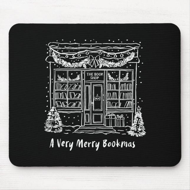 A Very Merry Bookmas Cozy Christmas Bookstore Holi Mousepad (Vorne)
