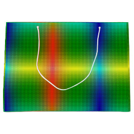 A vibrant gift bag featuring a glossy, rainbow  große geschenktüte