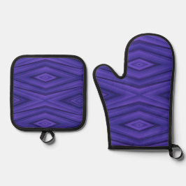 A vibrant purple oven mitt and pot holder set 