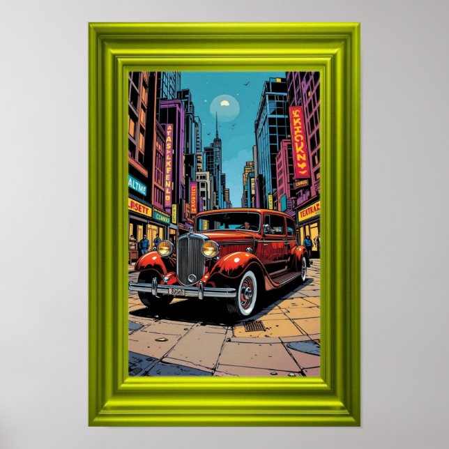 A vibrant retro-style artwork featuring a classic  poster (Vorne)