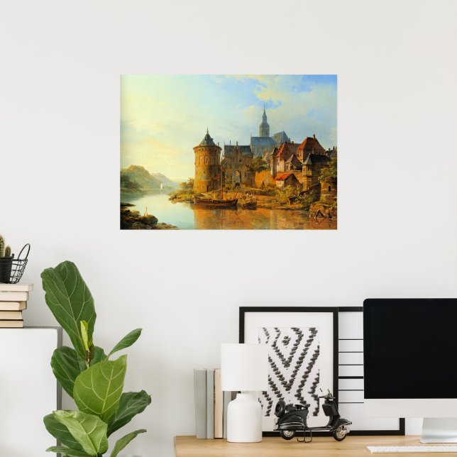 A View of a Town along the Rhine Poster (Heimbüro)