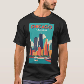 A Vintage Travel Art von Chicago Illinois USA 1 T-Shirt
