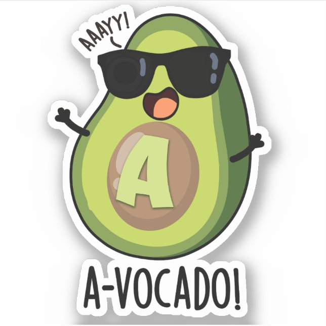 A-vocado Funny Avocado Pun Aufkleber (Vorderseite)
