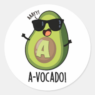 A-vocado Funny Avocado Pun Runder Aufkleber