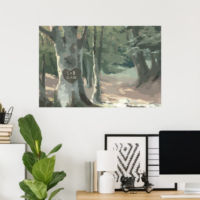 A Walk in the Woods: Personalized Tree Carving Poster (Heimbüro)