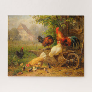 A Watchful Eye Carl Jutz 1916 Farmyard Rooster Puzzle