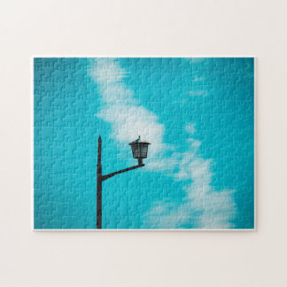 A watercolor sky and a streetlight puzzle