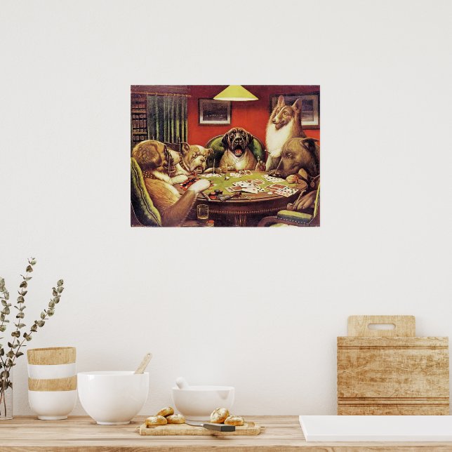 A Waterloo, Dogs Playing Poker, Poster (Küche)