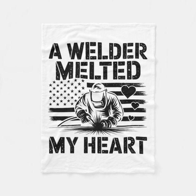 A Welder Melted My Heart Valentine Day On Ck Wel  Fleecedecke (Vorderseite)