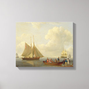 A Wherry holt Passagiere auf zwei verankerte Pac Leinwanddruck