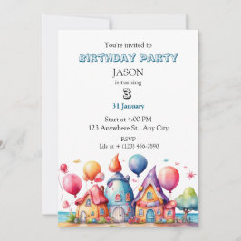 A Whimsical Village of Balloon Einladung