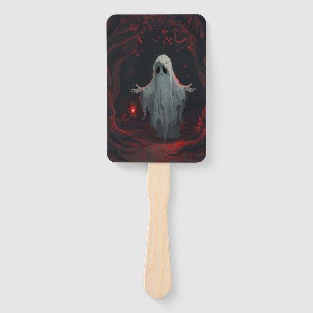 A white ghost holding a red lantern with red leave fächer (Vorderseite)