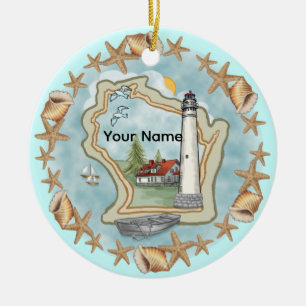 A Wisconsin Muscheln Leuchtturm Ornament