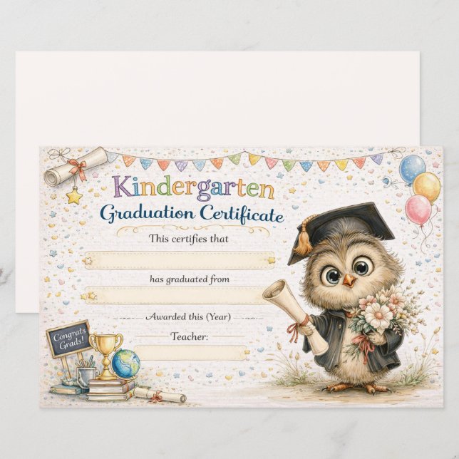 A Wise Little Owl Celebrating Graduation (Vorne/Hinten)