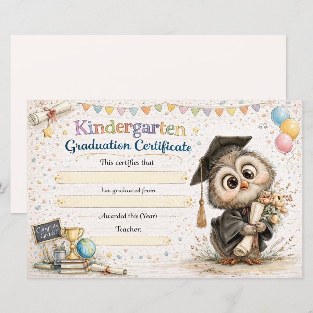 A Wise Little Owl Celebrating Graduation (Vorne/Hinten)