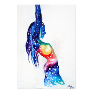 A woman and the universe inside her soul fotodruck