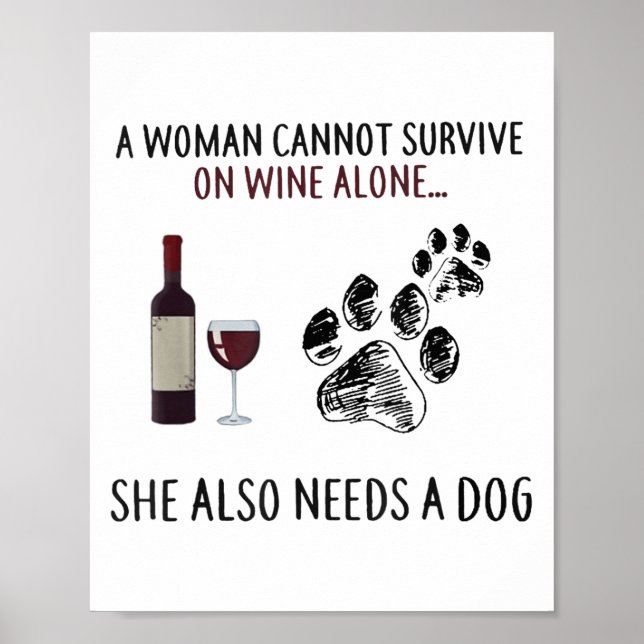 A Woman Cannot Survive On Wine Alone She Also Need Poster (Vorne)