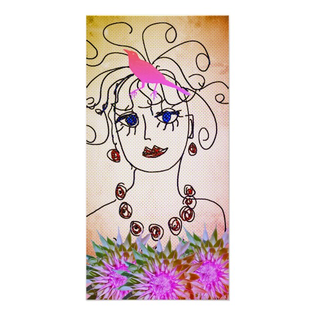 A woman with birds poster (Vorderseite)